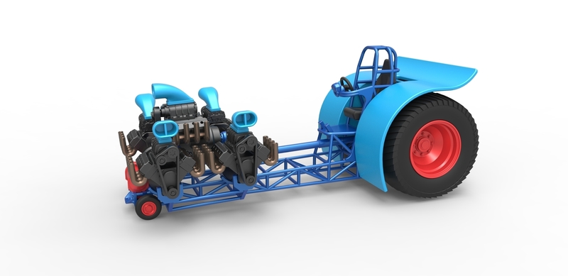 Pulling tractor with 5 engines V8 Version 3 Scale 1:25