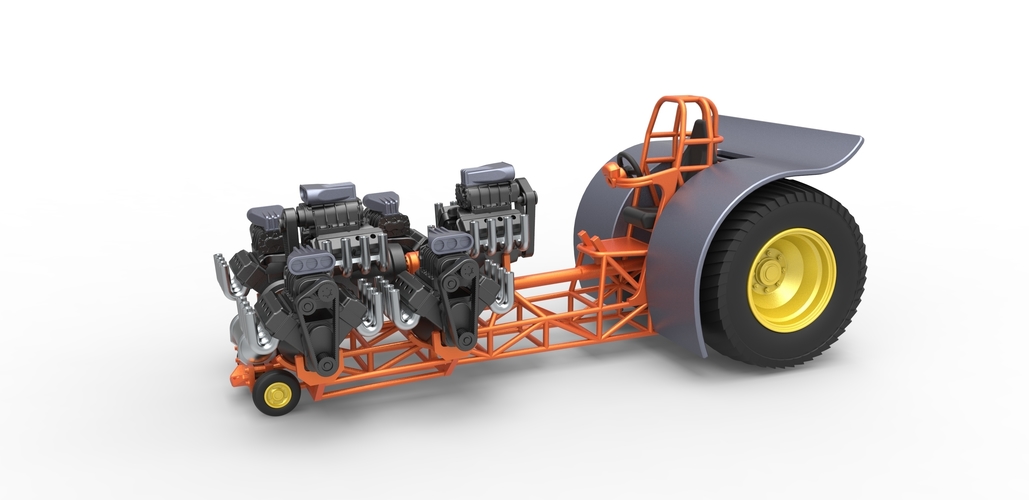 Pulling tractor with 6 engines V8 Version 2 Scale 1:25 3D Print 494180