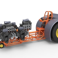 Small Pulling tractor with 6 engines V8 Version 2 Scale 1:25 3D Printing 494180