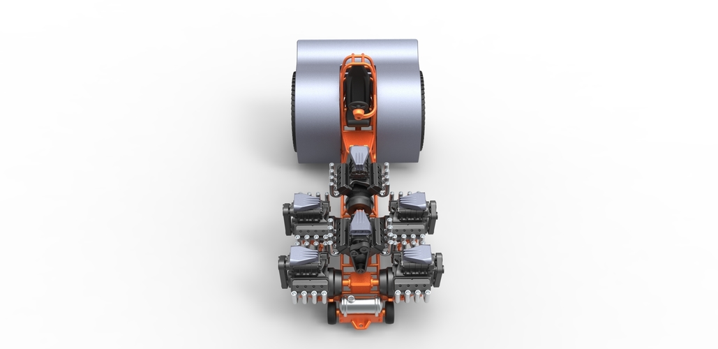 Pulling tractor with 6 engines V8 Version 2 Scale 1:25 3D Print 494185