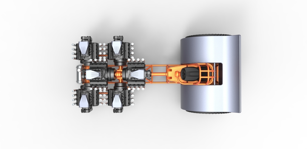 Pulling tractor with 6 engines V8 Version 2 Scale 1:25 3D Print 494189