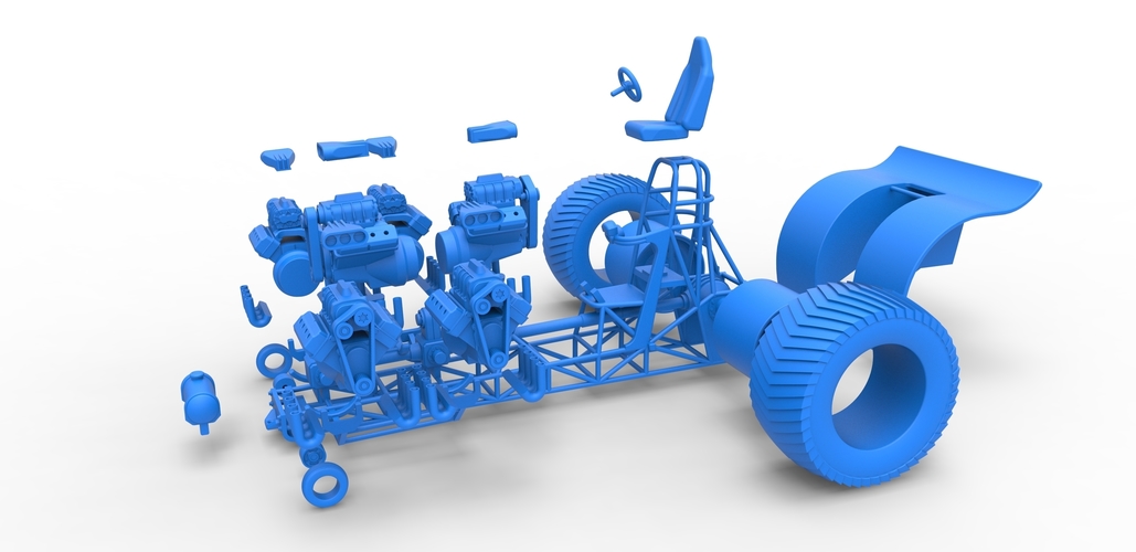 Pulling tractor with 6 engines V8 Version 2 Scale 1:25 3D Print 494194