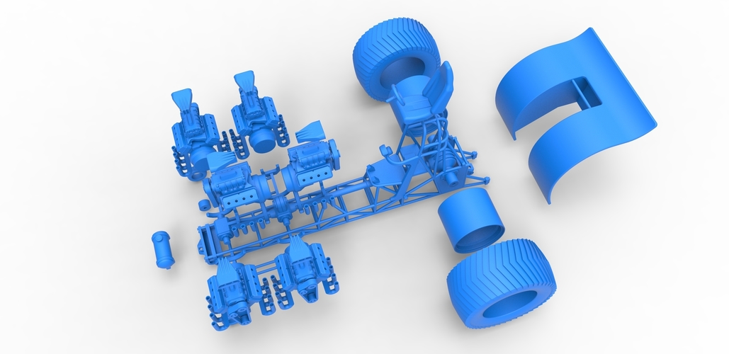 Pulling tractor with 6 engines V8 Version 2 Scale 1:25 3D Print 494195