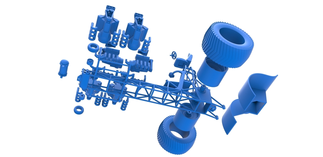 Pulling tractor with 6 engines V8 Version 2 Scale 1:25 3D Print 494196