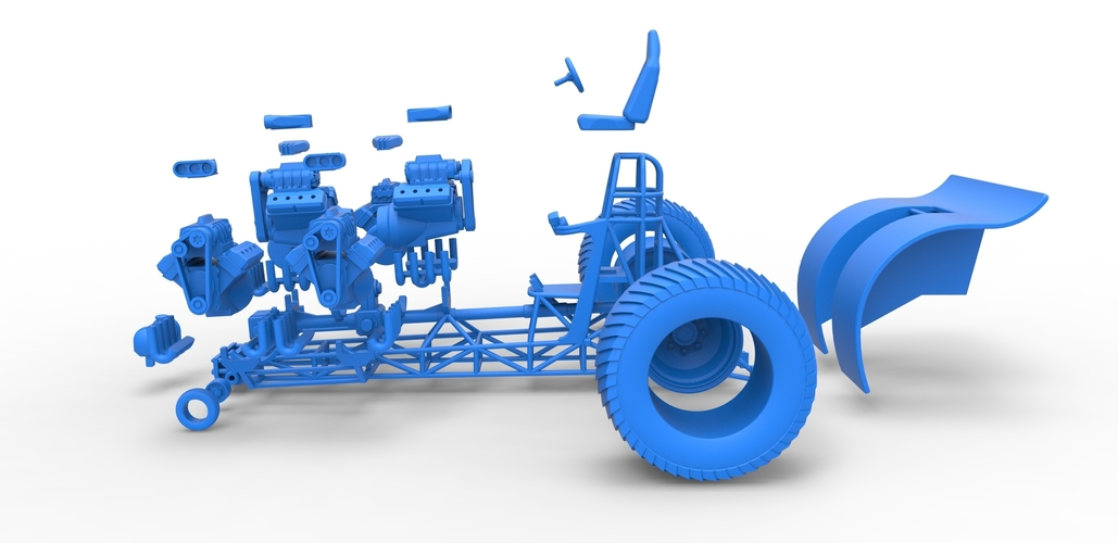 Pulling tractor with 6 engines V8 Version 2 Scale 1:25 3D Print 494198