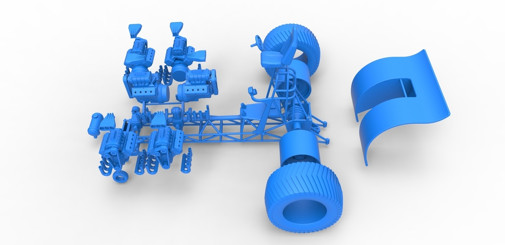 Pulling tractor with 6 engines V8 Version 2 Scale 1:25 3D Print 494199