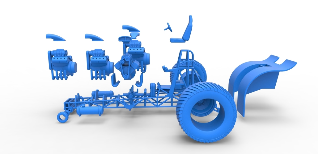 Pulling tractor with 5 engines V8 Version 4 Scale 1:25 3D Print 494268