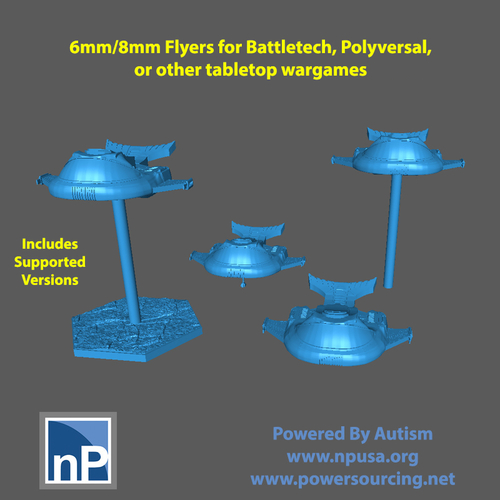 Battletech / Polyversal (6mm/8mm) Flyer 3D Print 494274