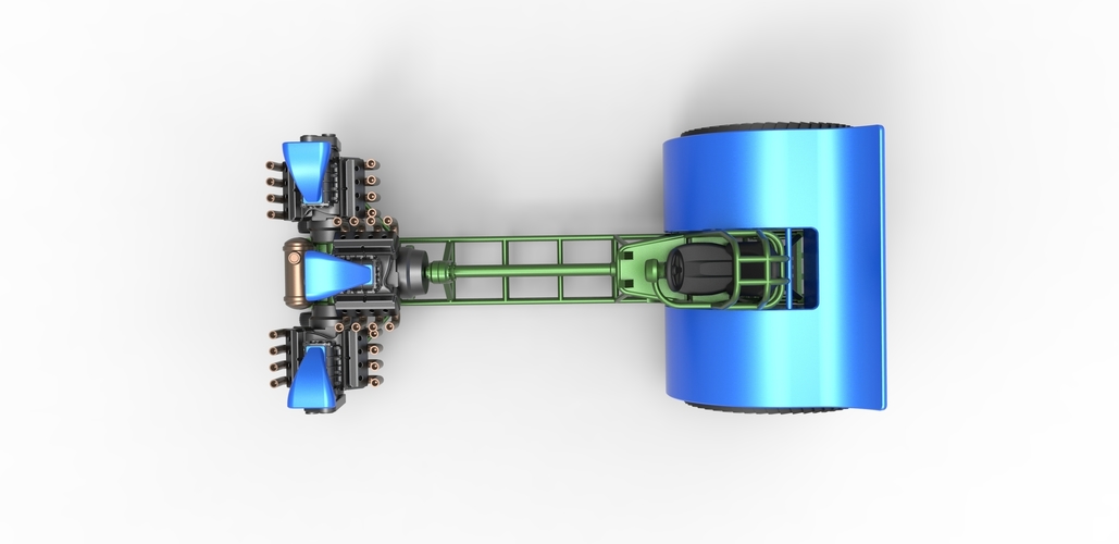 Pulling tractor with 3 engines V8 Version 6 Scale 1:25 3D Print 494434