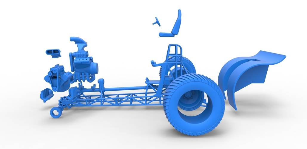 Pulling tractor with 3 engines V8 Version 6 Scale 1:25 3D Print 494443