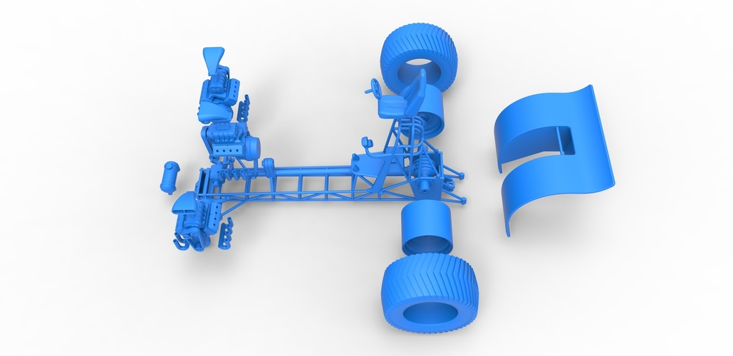 Pulling tractor with 3 engines V8 Version 6 Scale 1:25 3D Print 494444