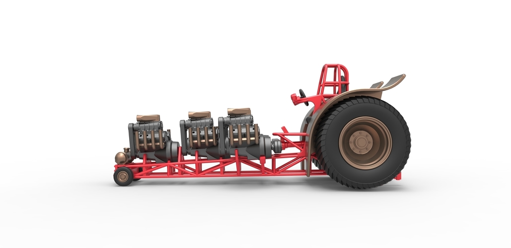 Pulling tractor with 4 engines V8 Version 5 Scale 1:25 3D Print 494665