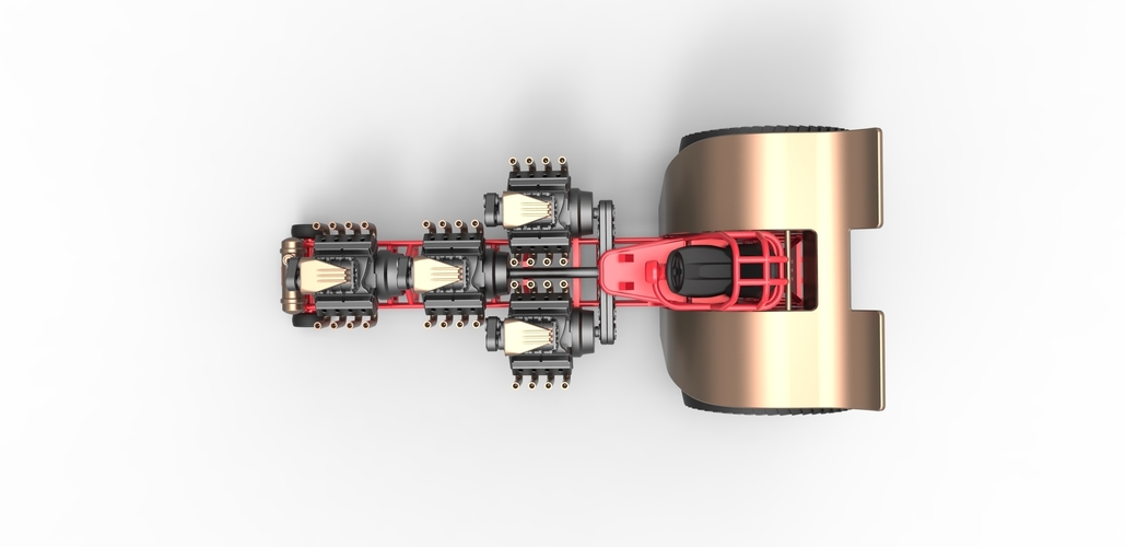 Pulling tractor with 4 engines V8 Version 5 Scale 1:25 3D Print 494667