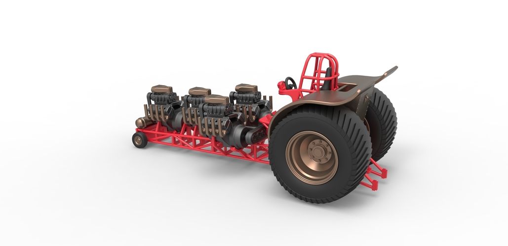 Pulling tractor with 4 engines V8 Version 5 Scale 1:25 3D Print 494668