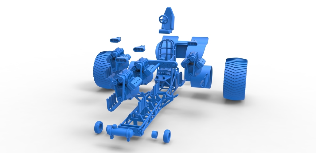 Pulling tractor with 4 engines V8 Version 5 Scale 1:25 3D Print 494675