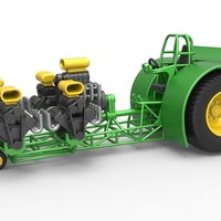 Small Pulling tractor with 5 engines V8 Version 5 Scale 1:25 3D Printing 494737