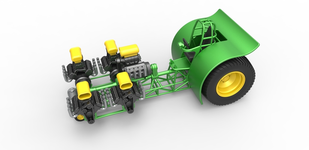 Pulling tractor with 5 engines V8 Version 5 Scale 1:25 3D Print 494738