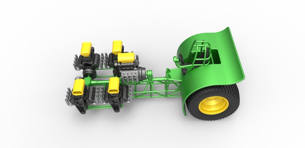 Pulling tractor with 5 engines V8 Version 5 Scale 1:25 3D Print 494745