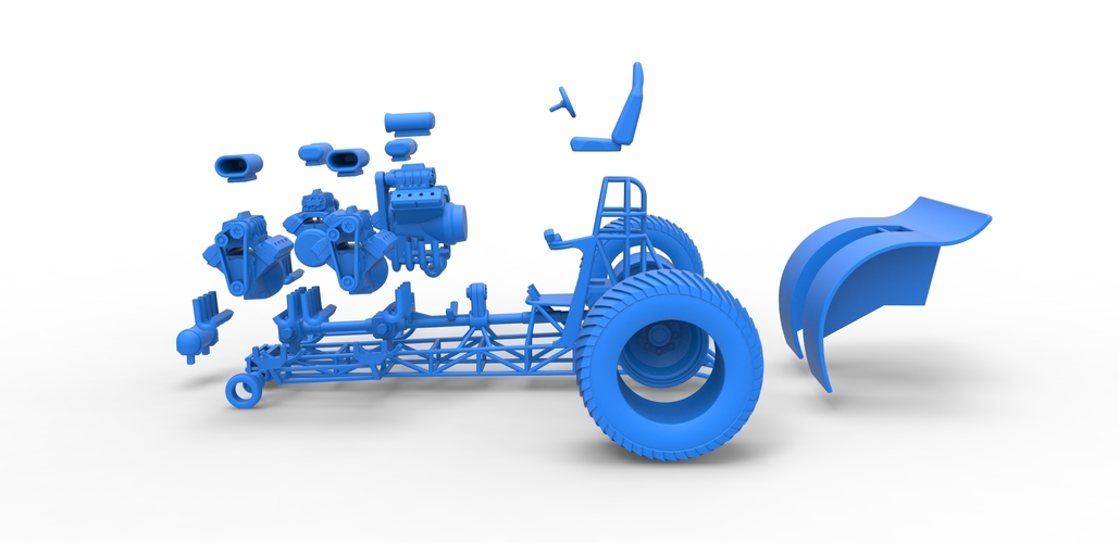 Pulling tractor with 5 engines V8 Version 5 Scale 1:25 3D Print 494755