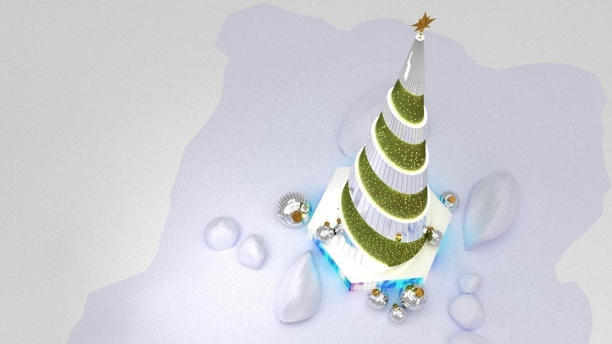 Twisted Mirrors Christmas Tree 3D Print 494858