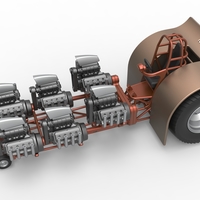 Pulling tractor with 6 engines V8 Version 3 Scale 1:25 - Thumbnail 2