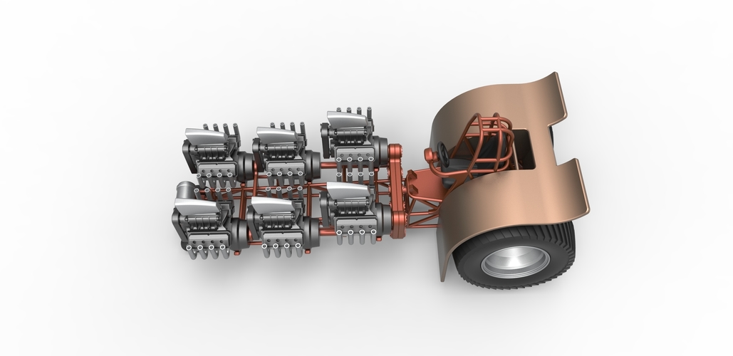 Pulling tractor with 6 engines V8 Version 3 Scale 1:25 3D Print 494898