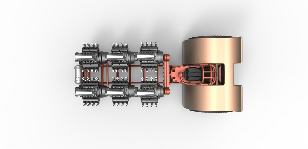 Pulling tractor with 6 engines V8 Version 3 Scale 1:25 3D Print 494899