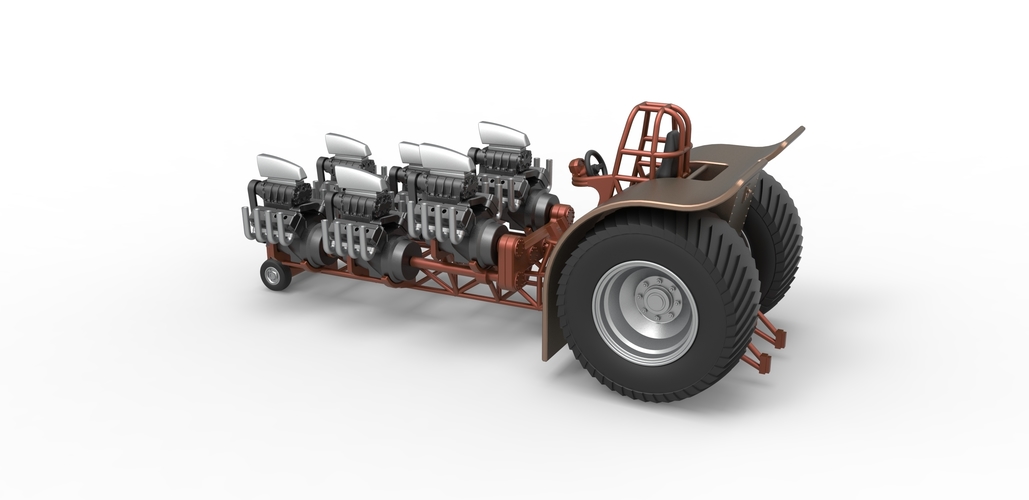 Pulling tractor with 6 engines V8 Version 3 Scale 1:25 3D Print 494900