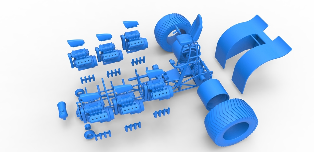 Pulling tractor with 6 engines V8 Version 3 Scale 1:25 3D Print 494905