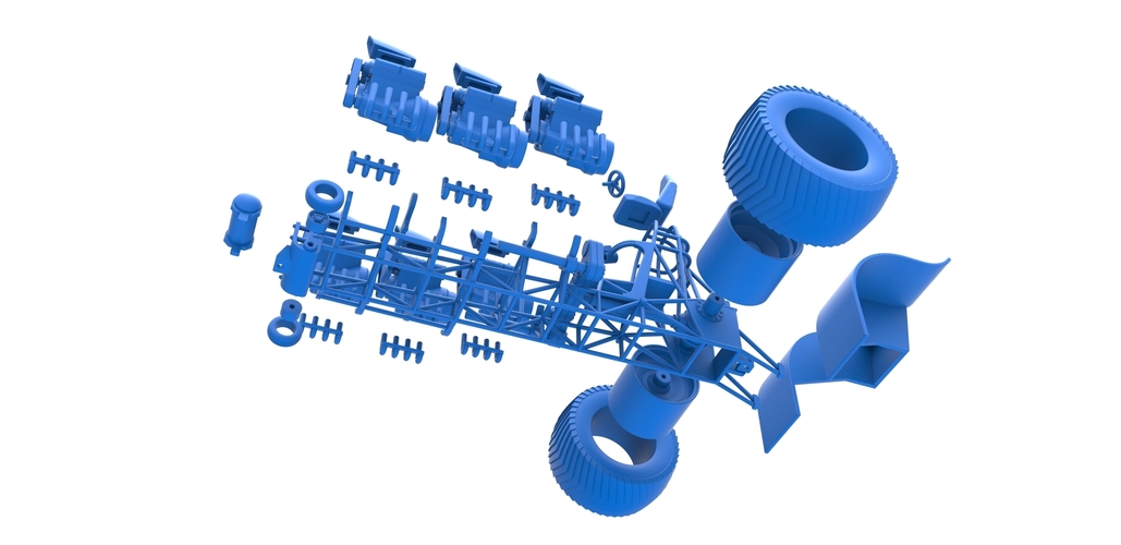 Pulling tractor with 6 engines V8 Version 3 Scale 1:25 3D Print 494906