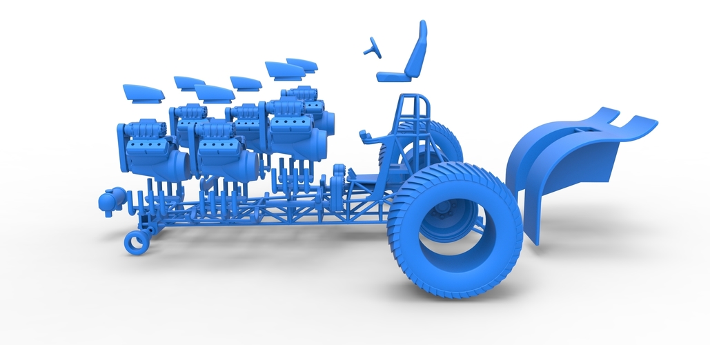 Pulling tractor with 6 engines V8 Version 3 Scale 1:25 3D Print 494908