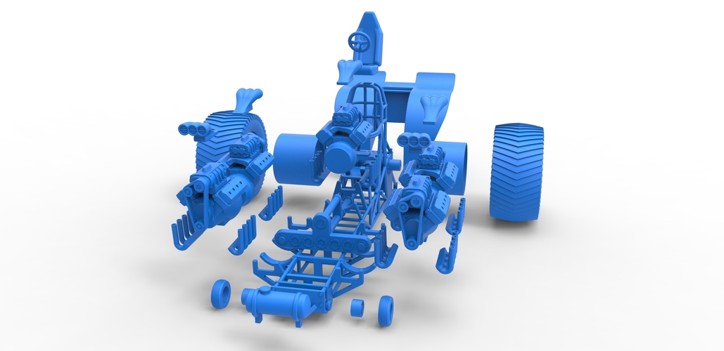Pulling tractor with 5 engines V8 Version 6 Scale 1:25 3D Print 494980