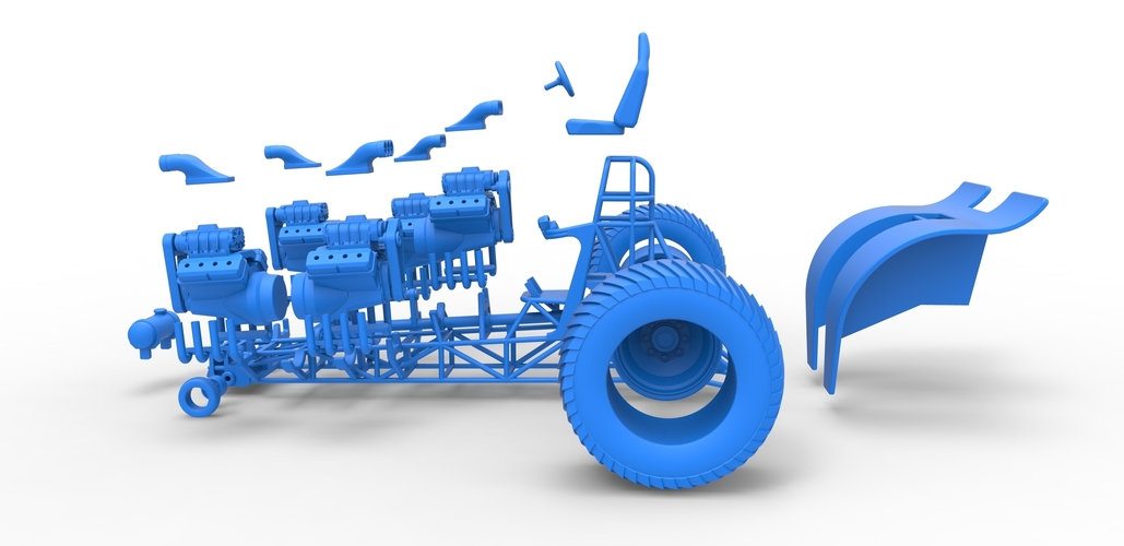 Pulling tractor with 5 engines V8 Version 6 Scale 1:25 3D Print 494981