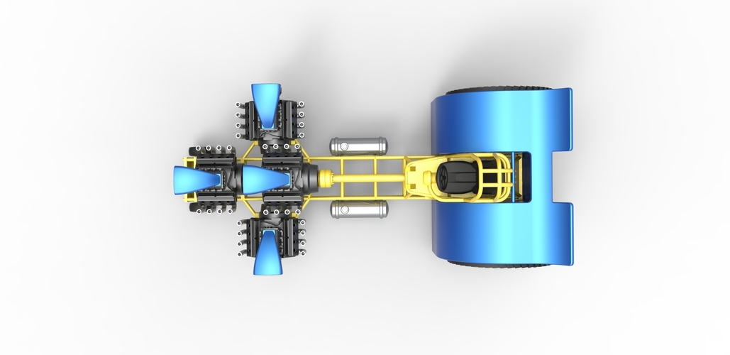 Pulling tractor with 4 engines V8 Version 6 Scale 1:25 3D Print 495101