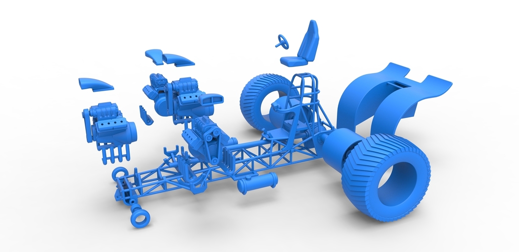 Pulling tractor with 4 engines V8 Version 6 Scale 1:25 3D Print 495106