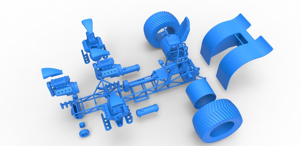 Pulling tractor with 4 engines V8 Version 6 Scale 1:25 3D Print 495107