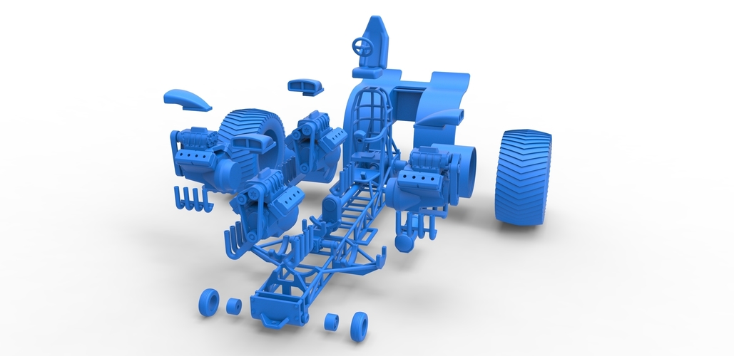 Pulling tractor with 4 engines V8 Version 6 Scale 1:25 3D Print 495109