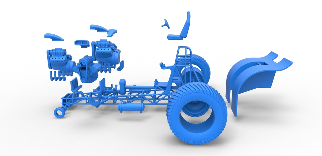 Pulling tractor with 4 engines V8 Version 6 Scale 1:25 3D Print 495110