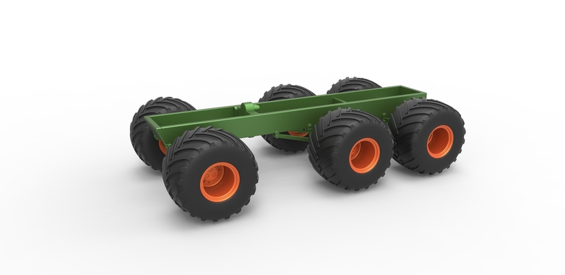 Diecast old school monster truck chassis 6x6 Scale 1:25
