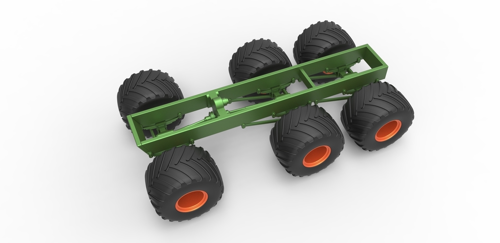 Diecast old school monster truck chassis 6x6 Scale 1:25 3D Print 495577