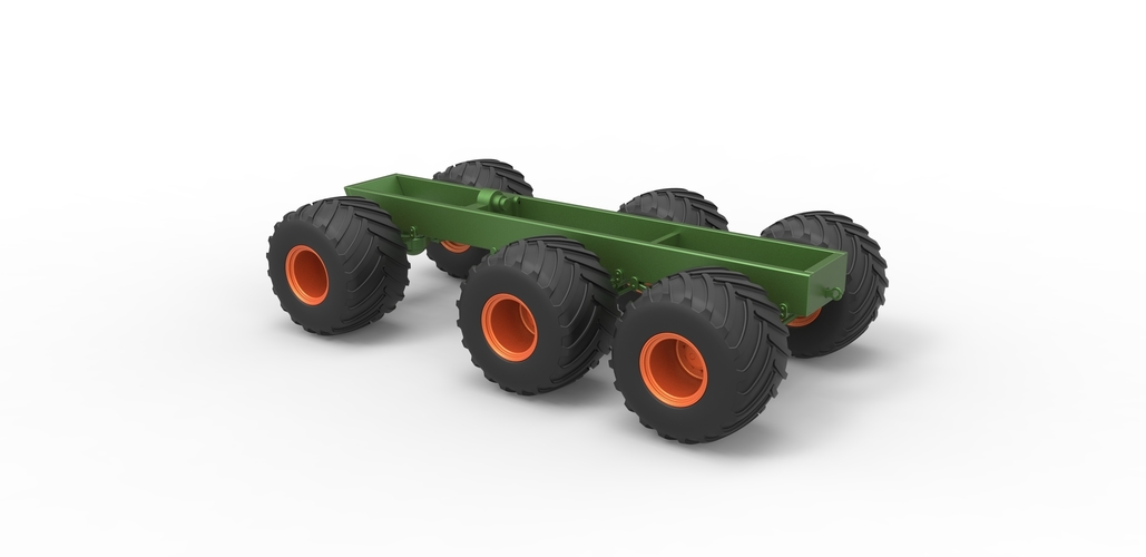 Diecast old school monster truck chassis 6x6 Scale 1:25 3D Print 495585