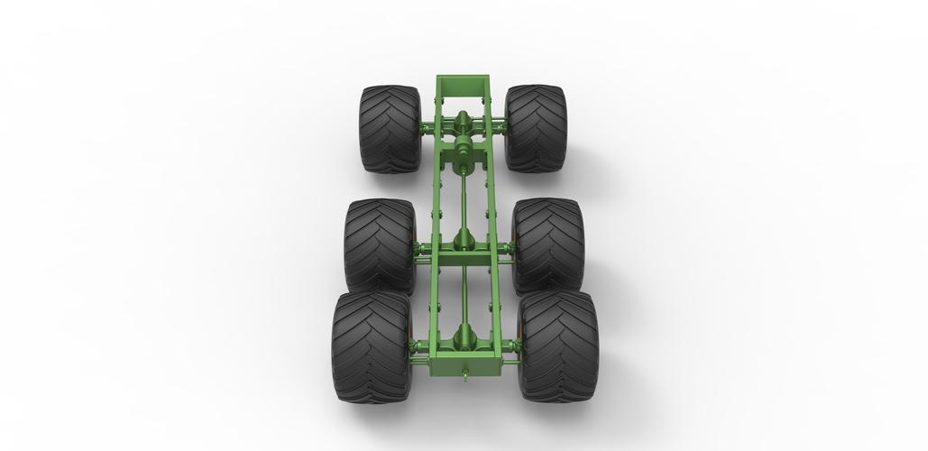 Diecast old school monster truck chassis 6x6 Scale 1:25 3D Print 495588