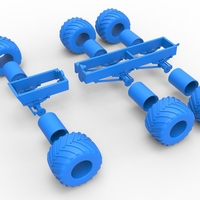 Diecast old school monster truck chassis 6x6 Scale 1:25 - Thumbnail 15