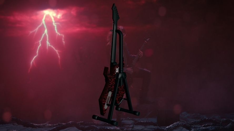 Stranger Things Eddie's Guitar BC Rich Warlock Guitar Replica 3D Print 495646