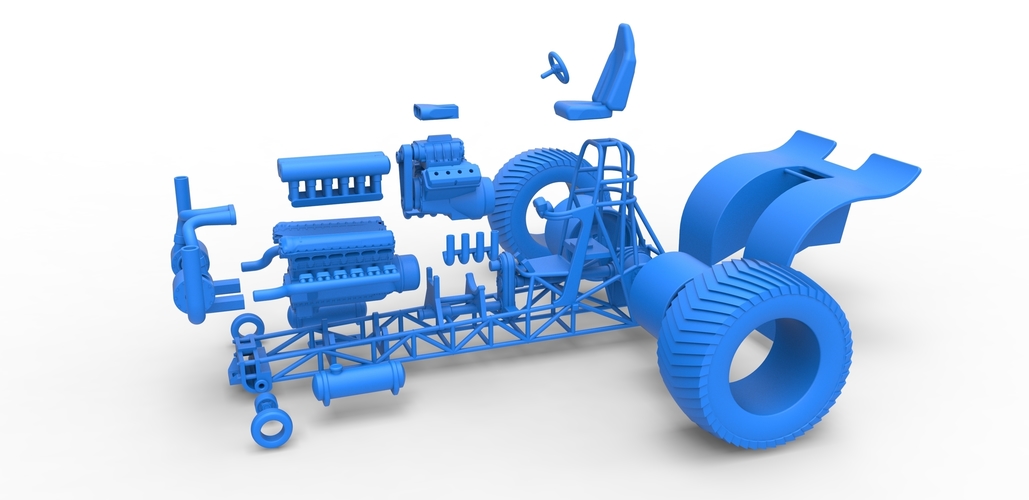 Pulling tractor with V12 and V8 engines 1:25 3D Print 495976