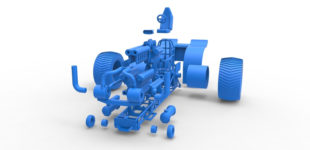 Pulling tractor with V12 and V8 engines 1:25 3D Print 495979