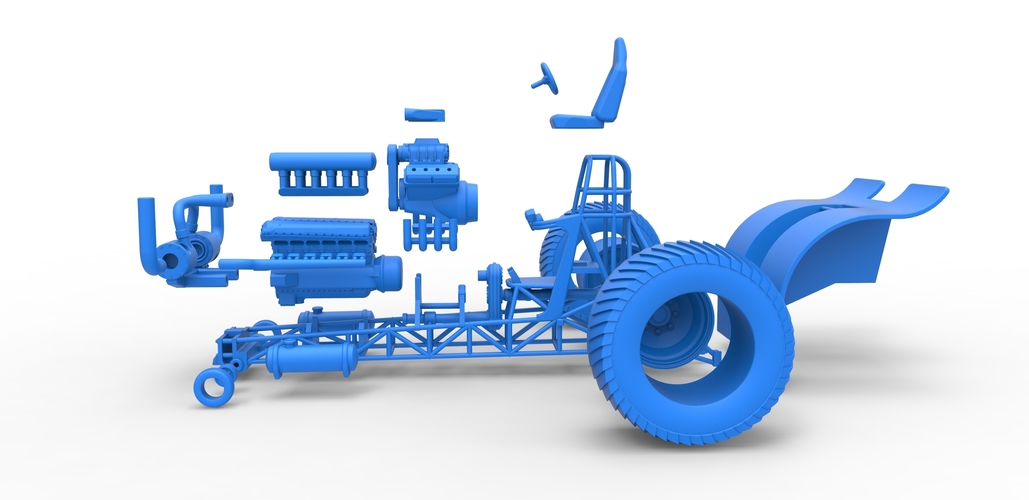 Pulling tractor with V12 and V8 engines 1:25 3D Print 495980