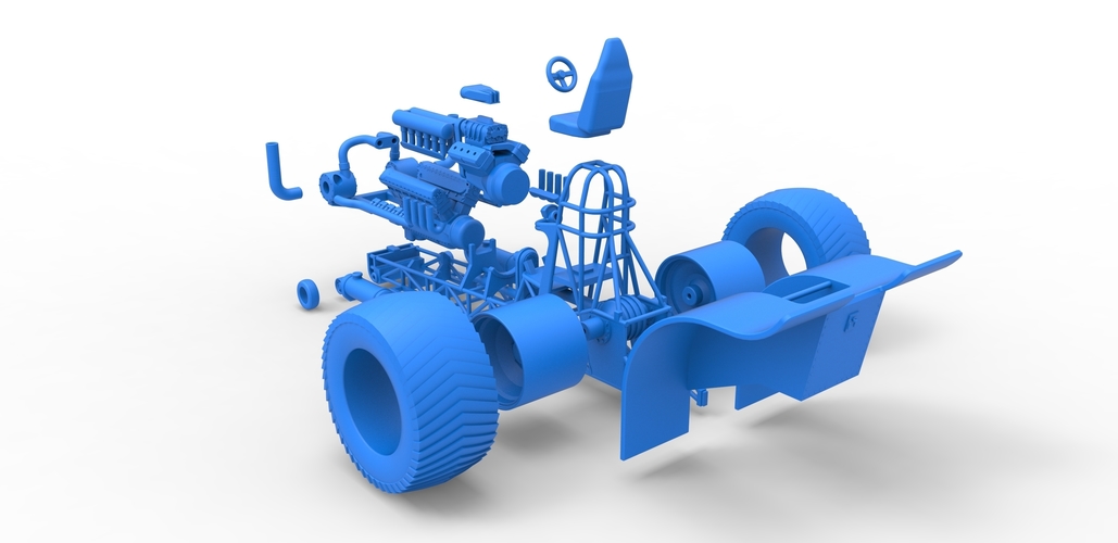 Pulling tractor with V12 and V8 engines 1:25 3D Print 495982