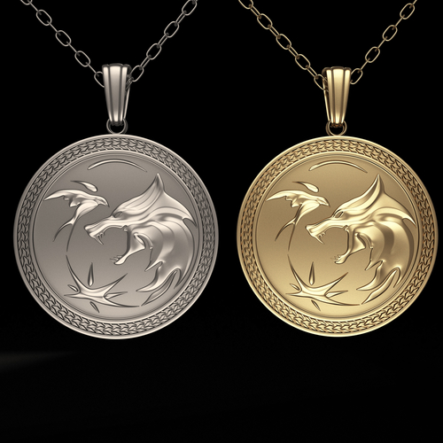 Necklace Wolf Pendant 03 3D Print 496218