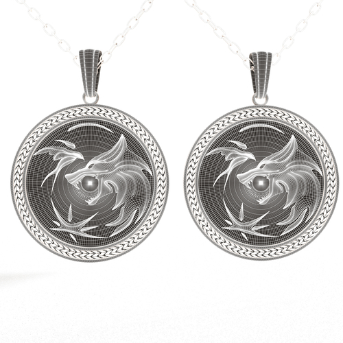 Necklace Wolf Pendant 03 3D Print 496236